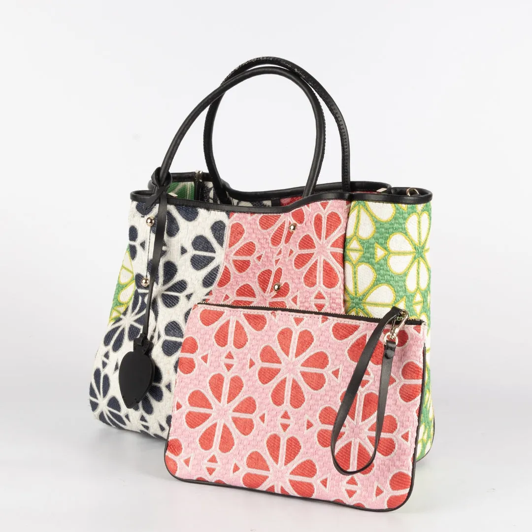 Kate Spade Jacquard Flower Raffia Tote Bag