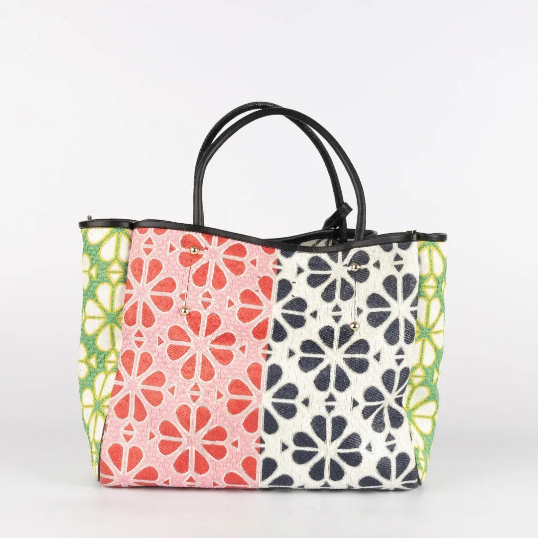 Kate Spade Jacquard Flower Raffia Tote Bag