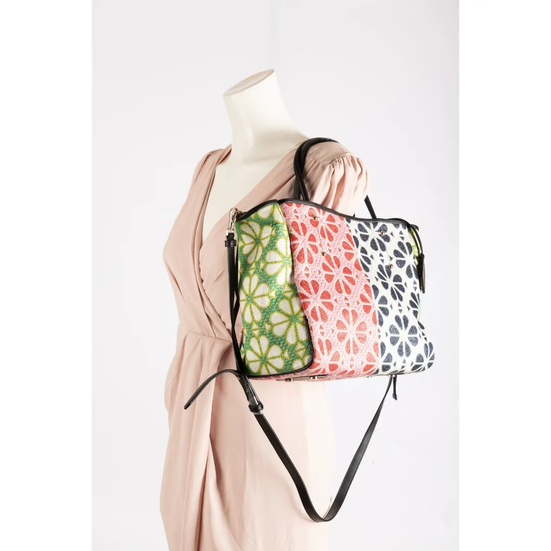 Kate Spade Jacquard Flower Raffia Tote Bag