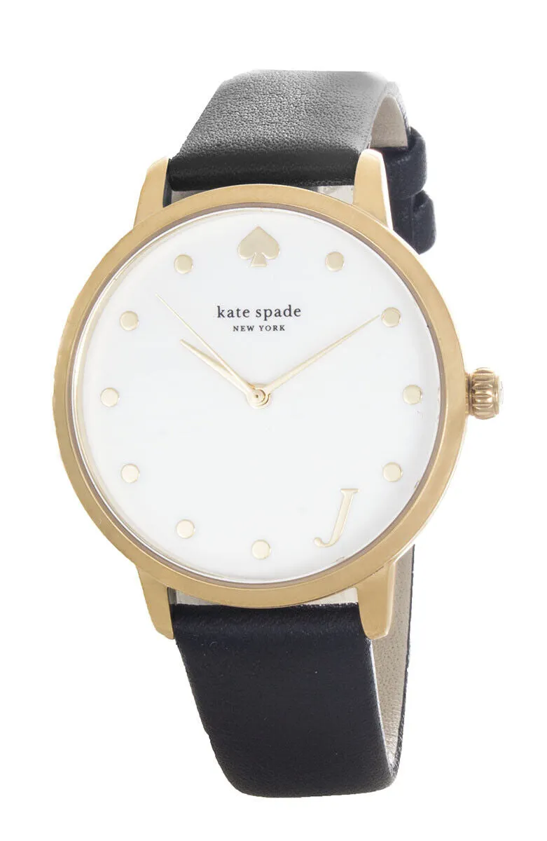 Kate Spade New York Metro Monogram J Leather Strap Women's Watch KSW9009J