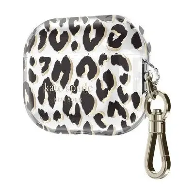 Kate Spade New York Protective AirPods Pro Case - City Leopard Black/Gold Foil/Clear