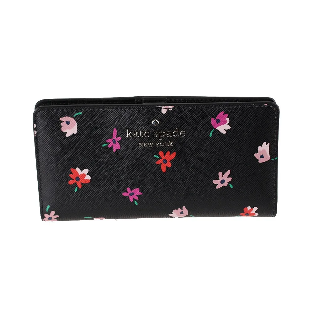 Kate spade WLR00605-098 PVC stacy flower floral pattern large slim bifold wallet medium wallet
