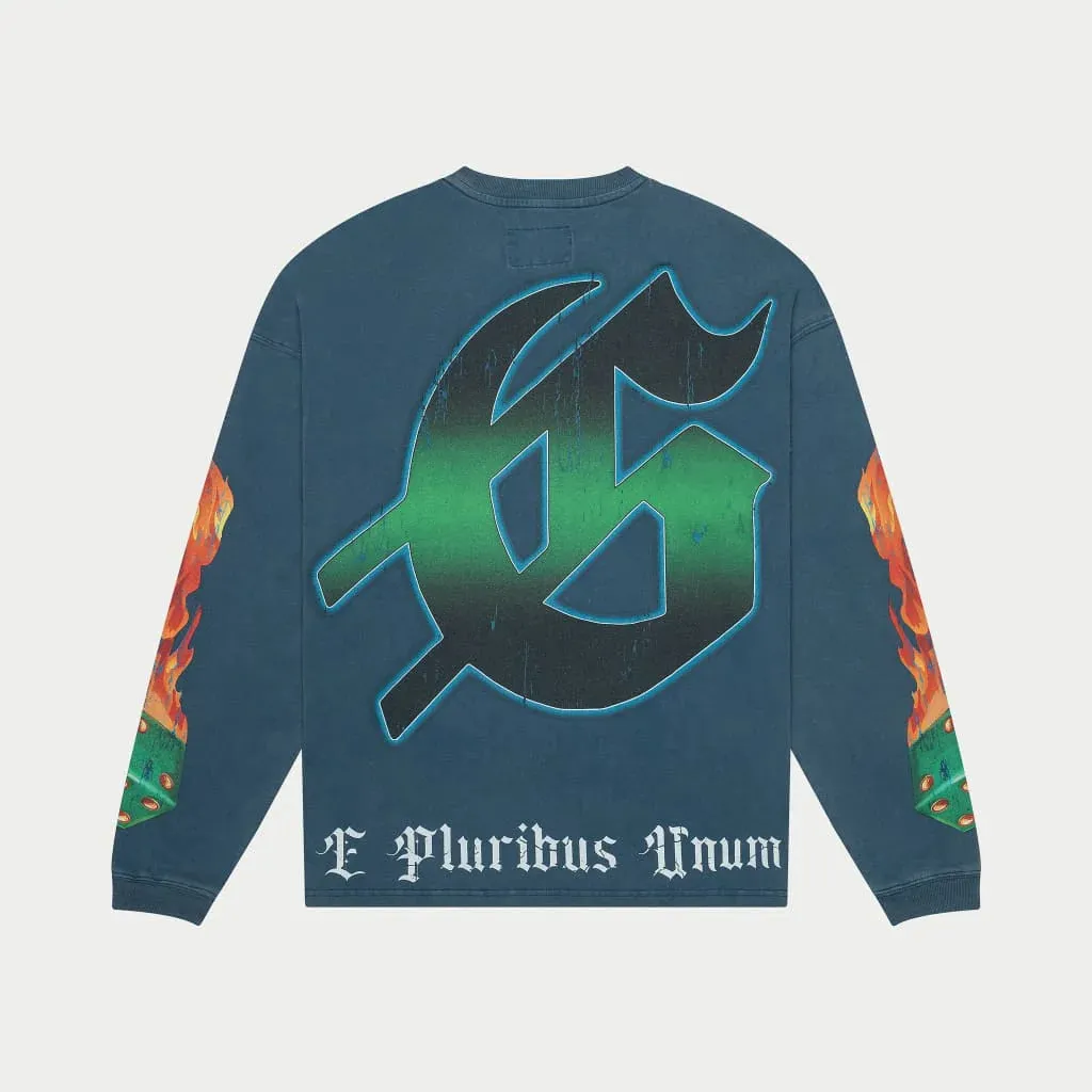 Lifes A Gamble LS T-shirt (Blue Wash) - GLAGLSTEE