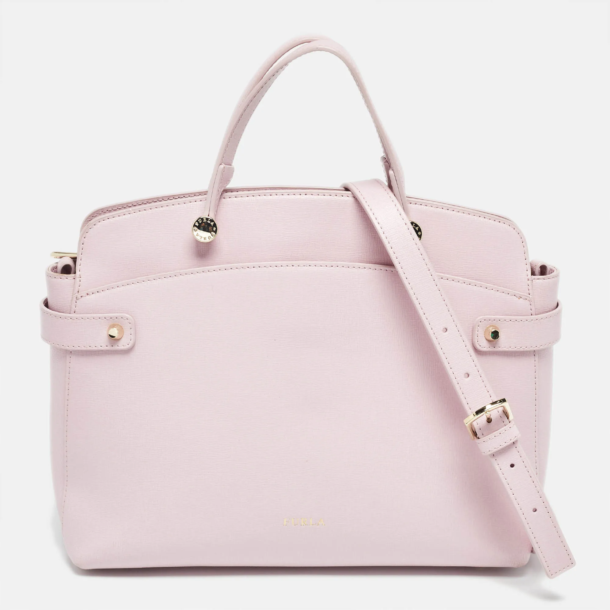 Light Pink Leather Agata Satchel