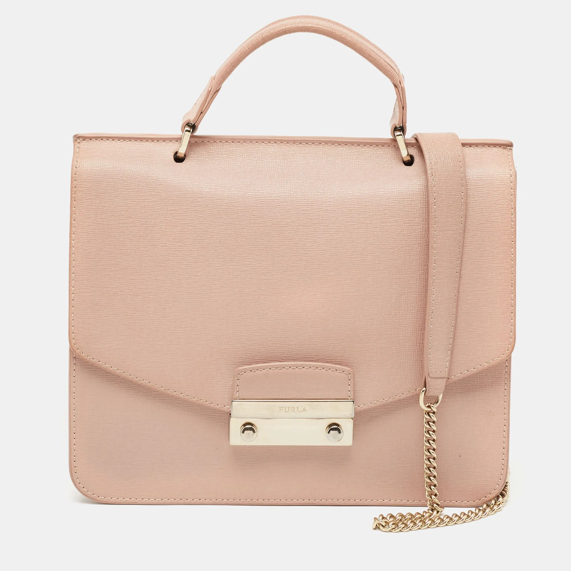 Light Pink Leather Julia Top Handle Bag