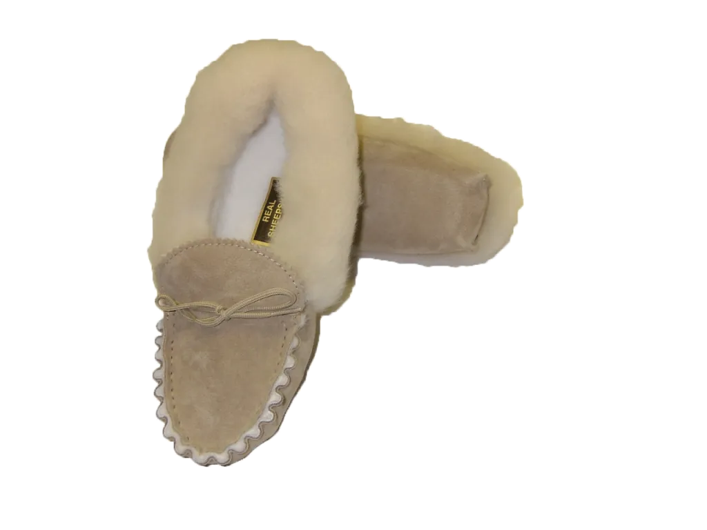 Luxury Sheepskin Lined Moccasin with Sheepskin Collar and Soft sole | Cheryl