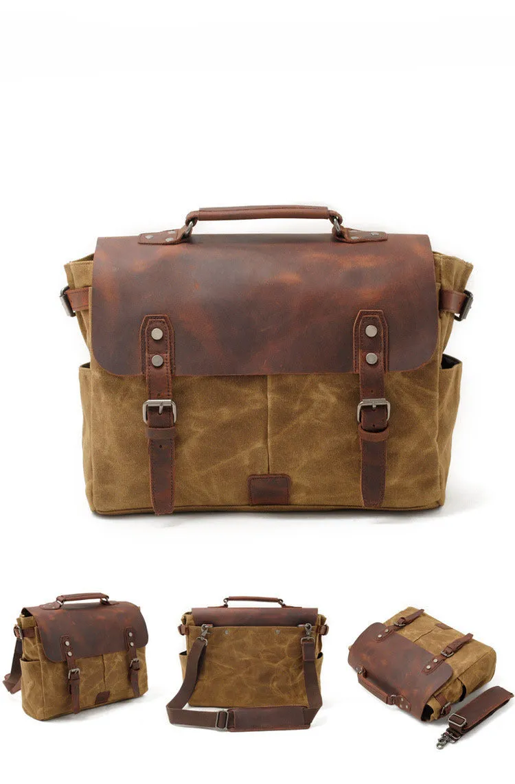 Men's Canvas Messenger Bag Briefcase Shoulder Bag, Crossbody Bag Durable Handbag Retro Vintage Everyday Bag For Birthday Gift