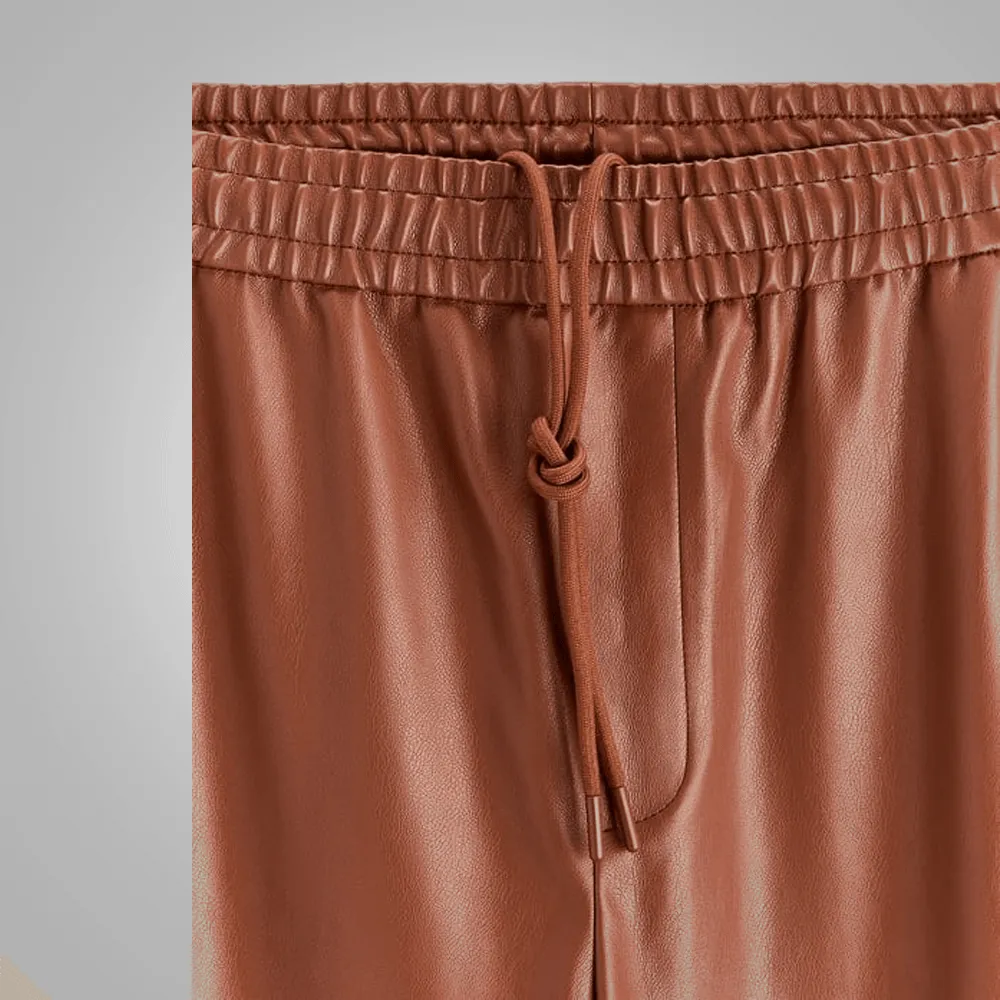Men's Real Sheepskin Brown Moto Leather Biker pant