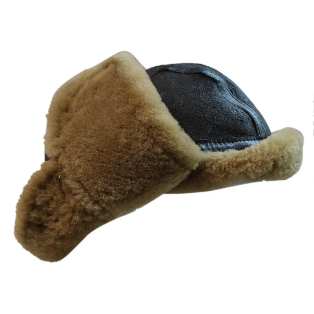 Men's Sheepskin Pilot Aviator Trapper Hat