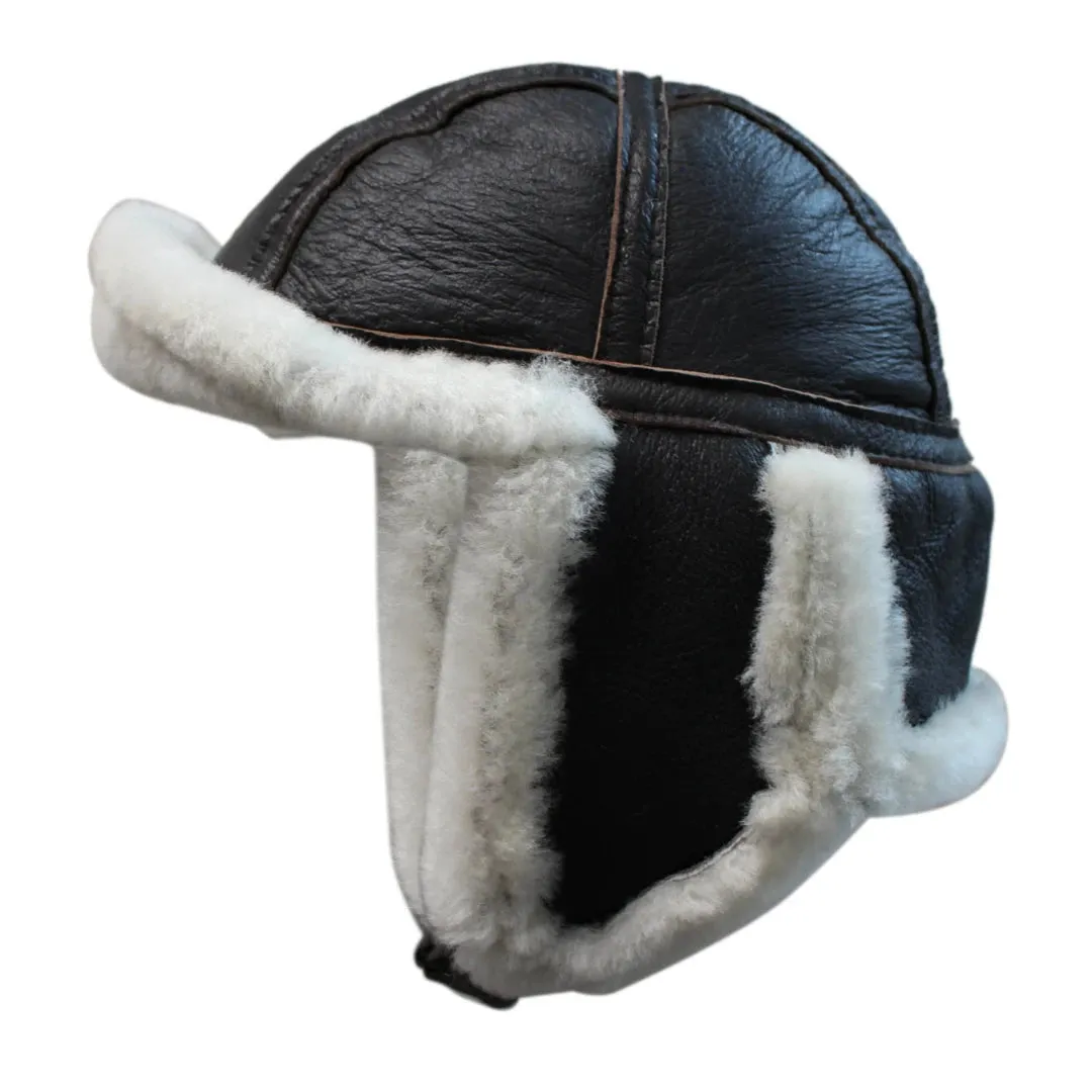 Men's Sheepskin Pilot Aviator Trapper Hat