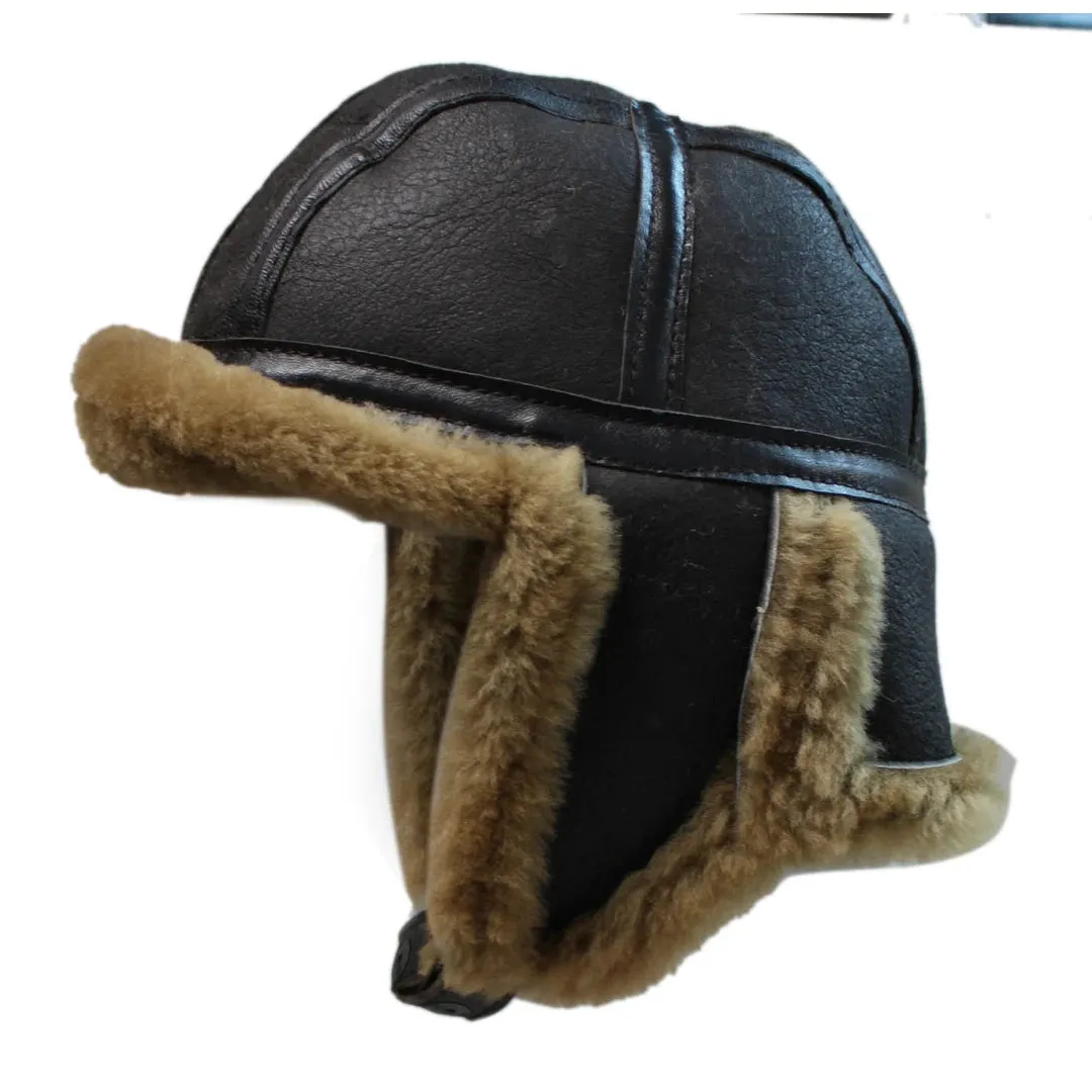 Men's Sheepskin Pilot Aviator Trapper Hat