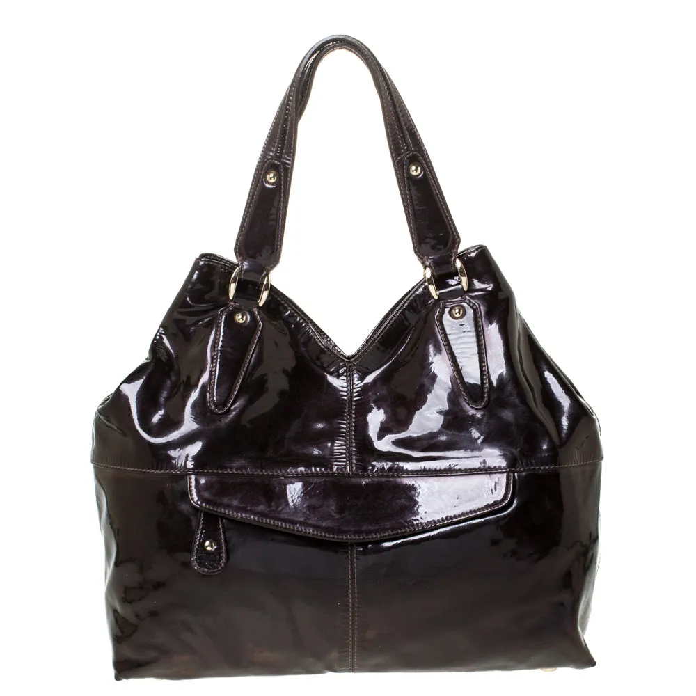 Metallic Purple Patent Leather Shoulder Bag