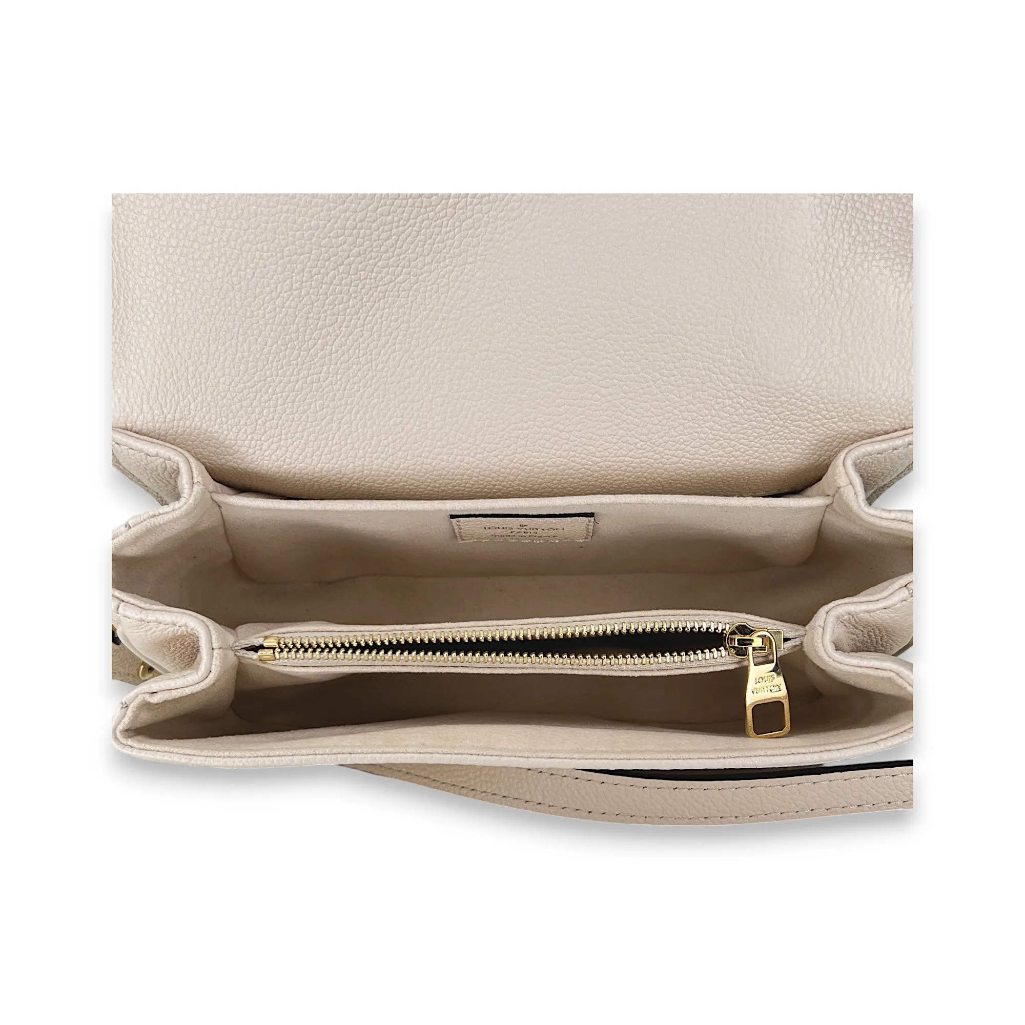 Metis East West Beige Crossbody Bag in Monogram Empreinte Leather, Gold hardware