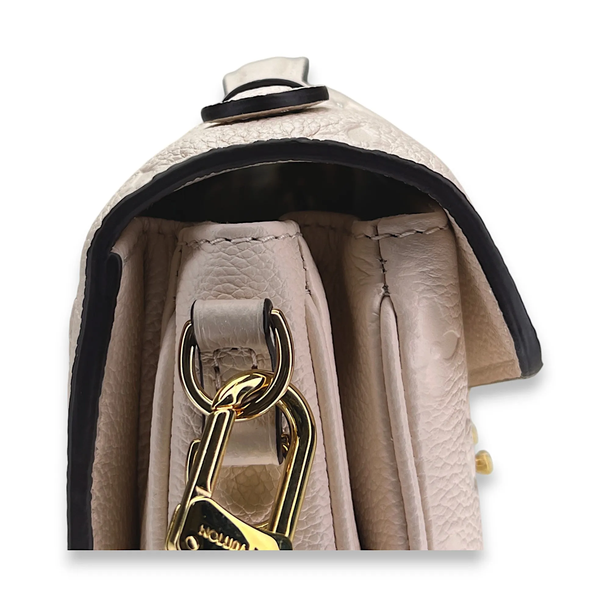 Metis East West Beige Crossbody Bag in Monogram Empreinte Leather, Gold hardware