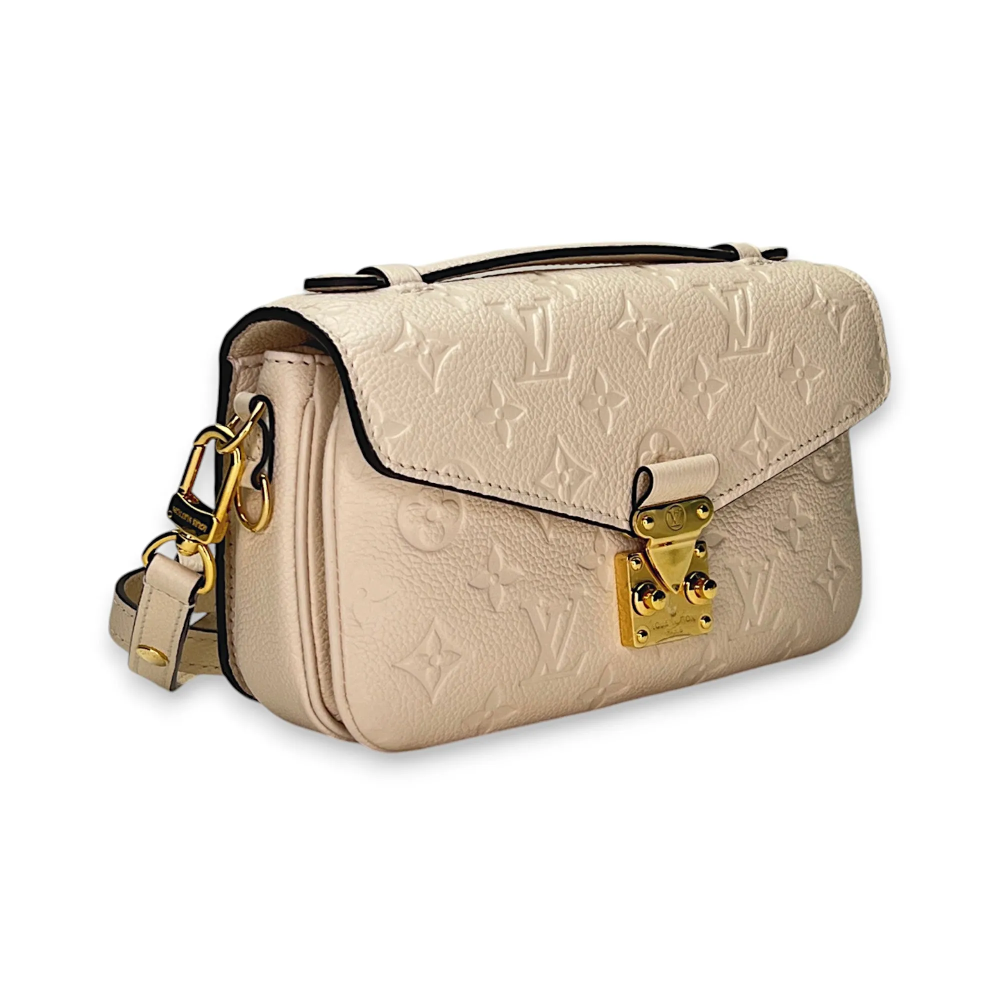 Metis East West Beige Crossbody Bag in Monogram Empreinte Leather, Gold hardware
