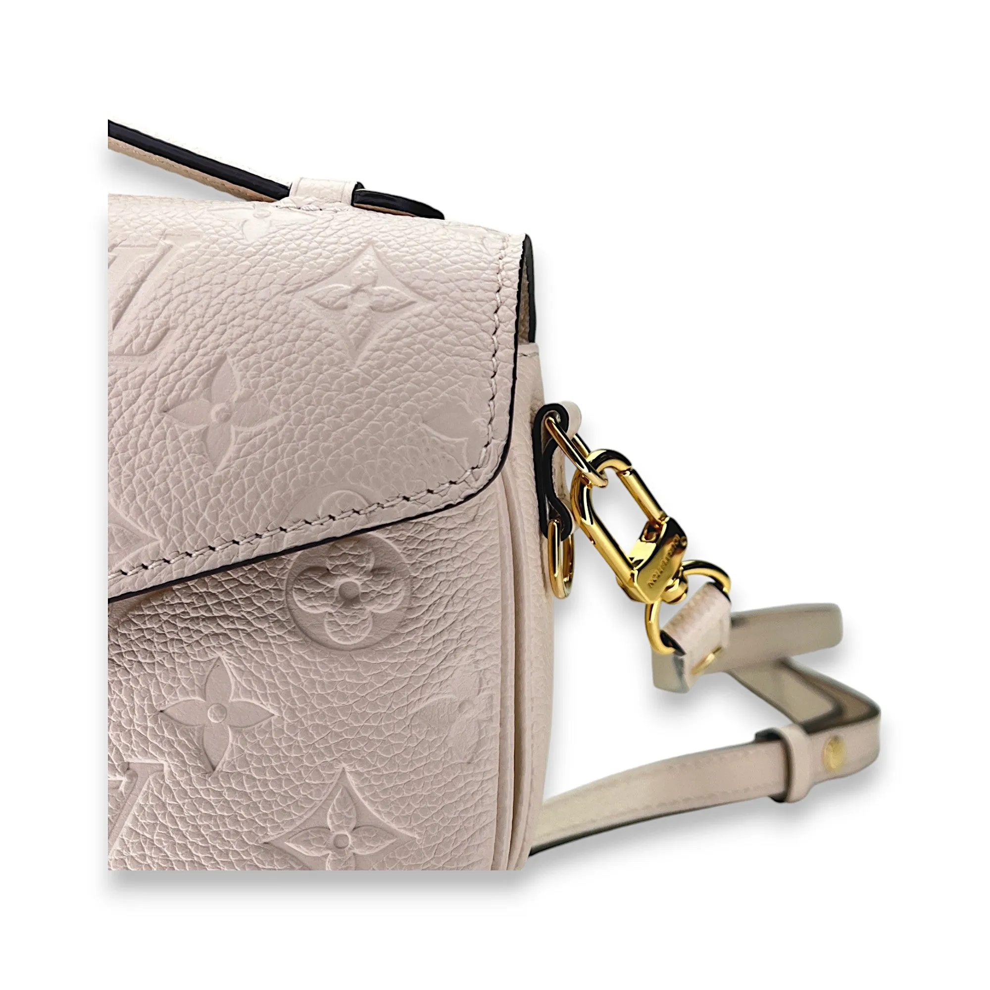 Metis East West Beige Crossbody Bag in Monogram Empreinte Leather, Gold hardware