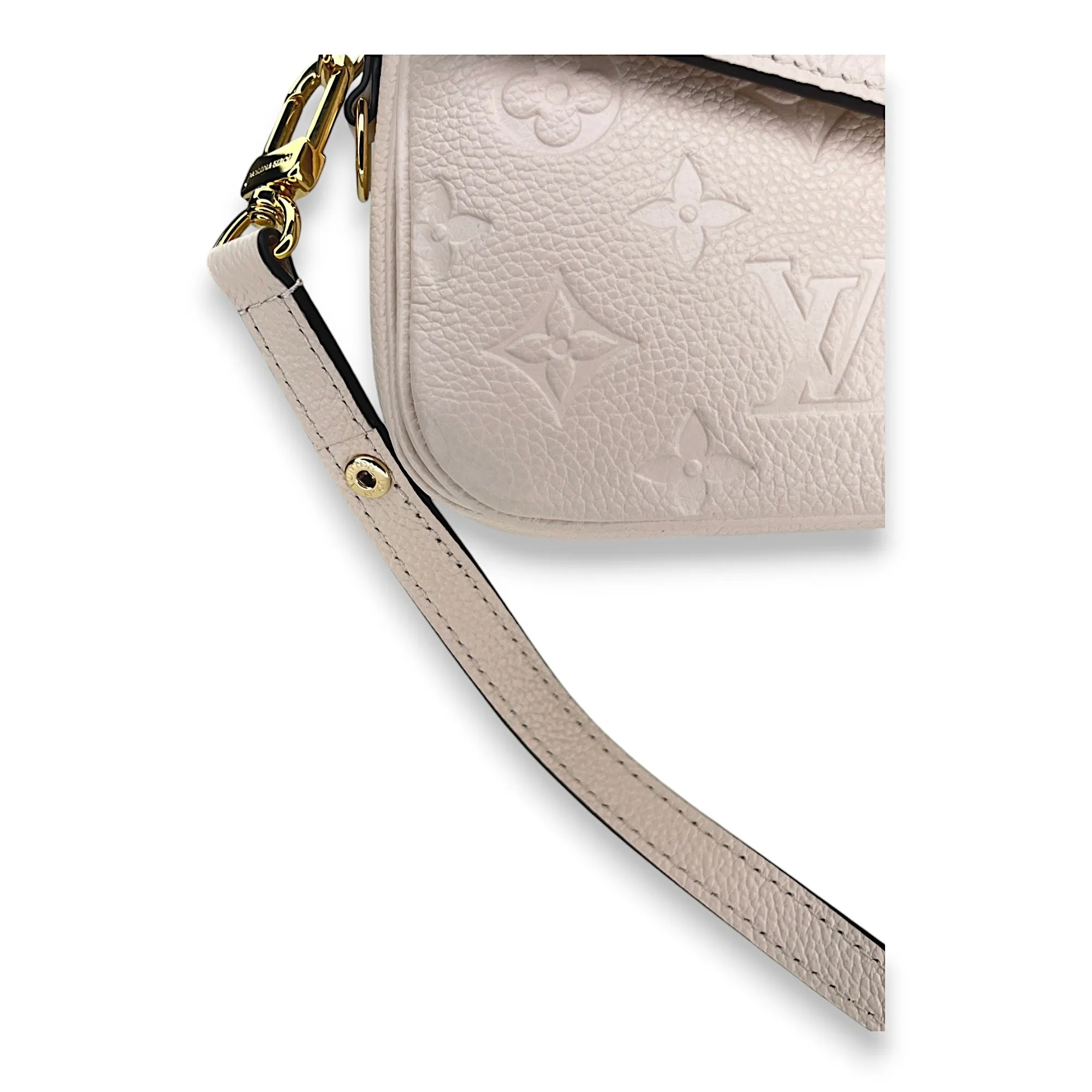 Metis East West Beige Crossbody Bag in Monogram Empreinte Leather, Gold hardware