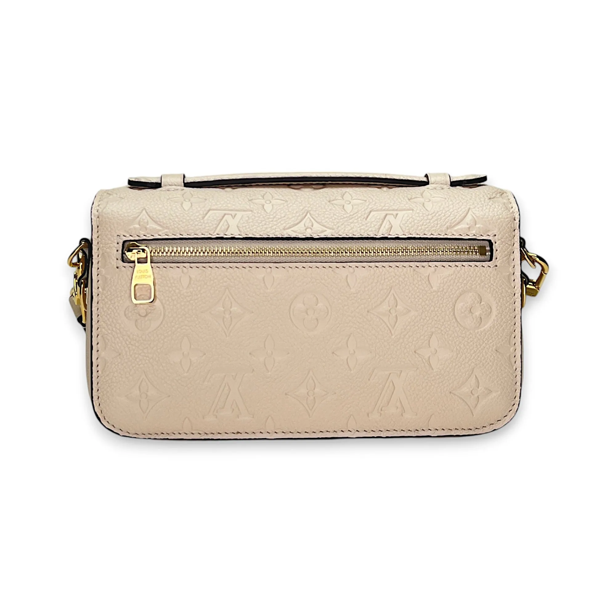Metis East West Beige Crossbody Bag in Monogram Empreinte Leather, Gold hardware