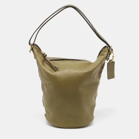 Olive Green Leather Bleecker Bucket Bag