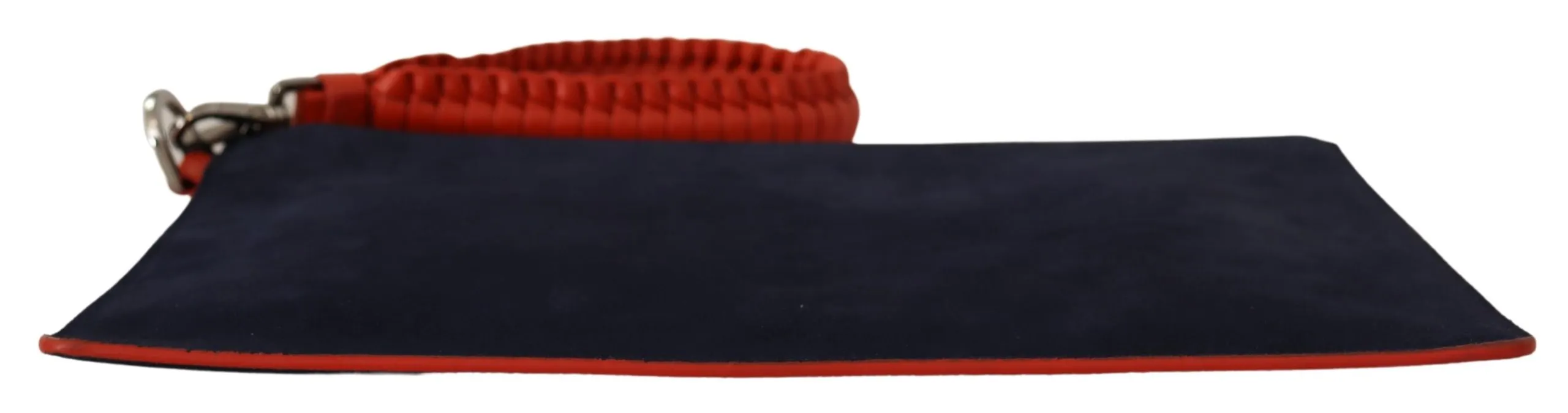 Orange Calf Leather Flat Pouch Wrist Strap Indigo Bag