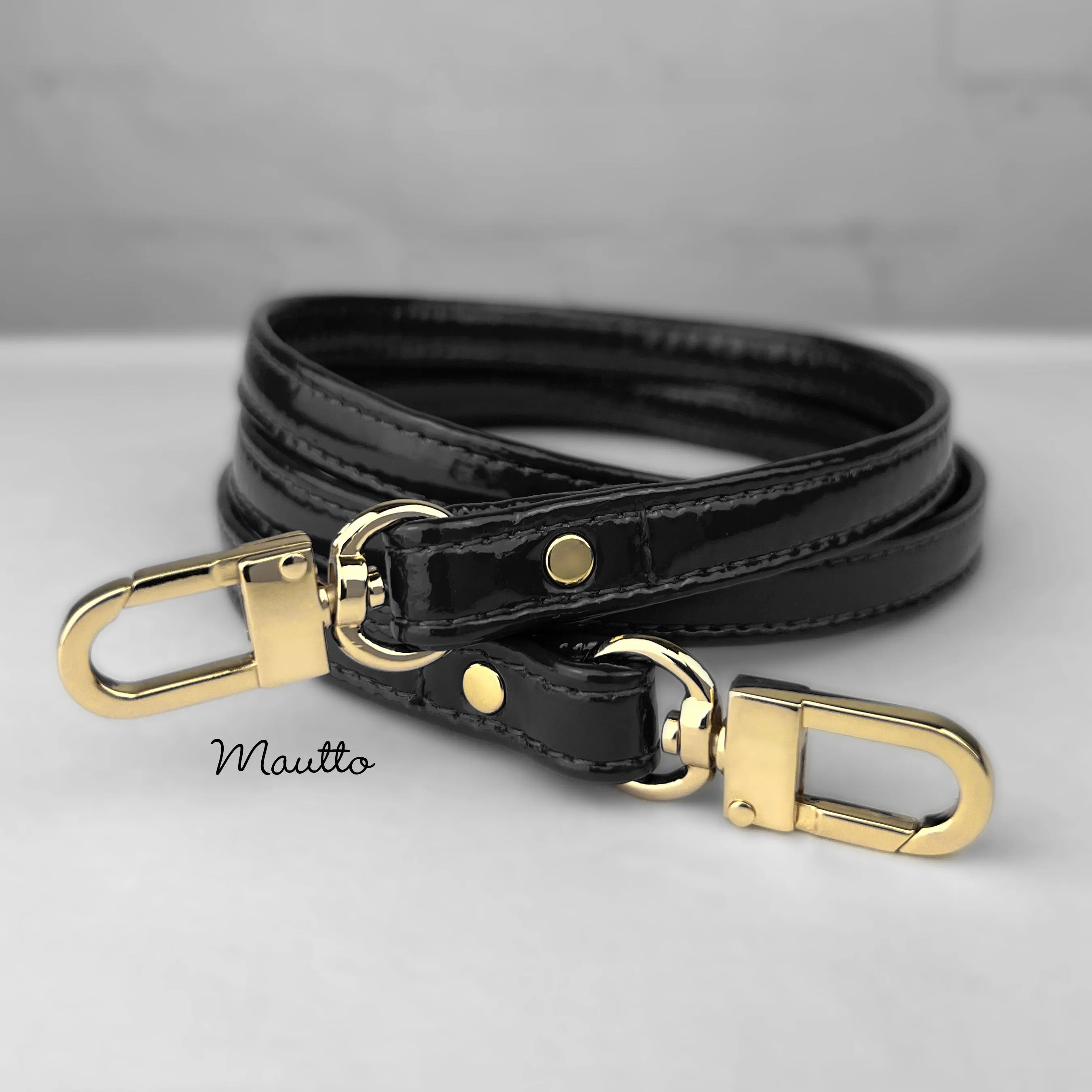 Patent Leather Strap - Petite Width (1/2 inch) - Handle to Crossbody Lengths - #16 U-shape Clips
