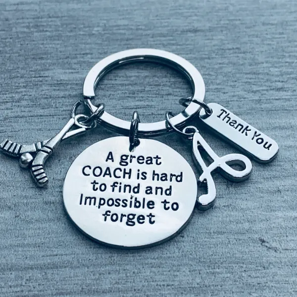 Personalized Ice Hockey Coach Keychain, Great Coach is Hard to Find Coach Keychain