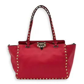 Rockstud Top handle bag in Calfskin, Gold Hardware