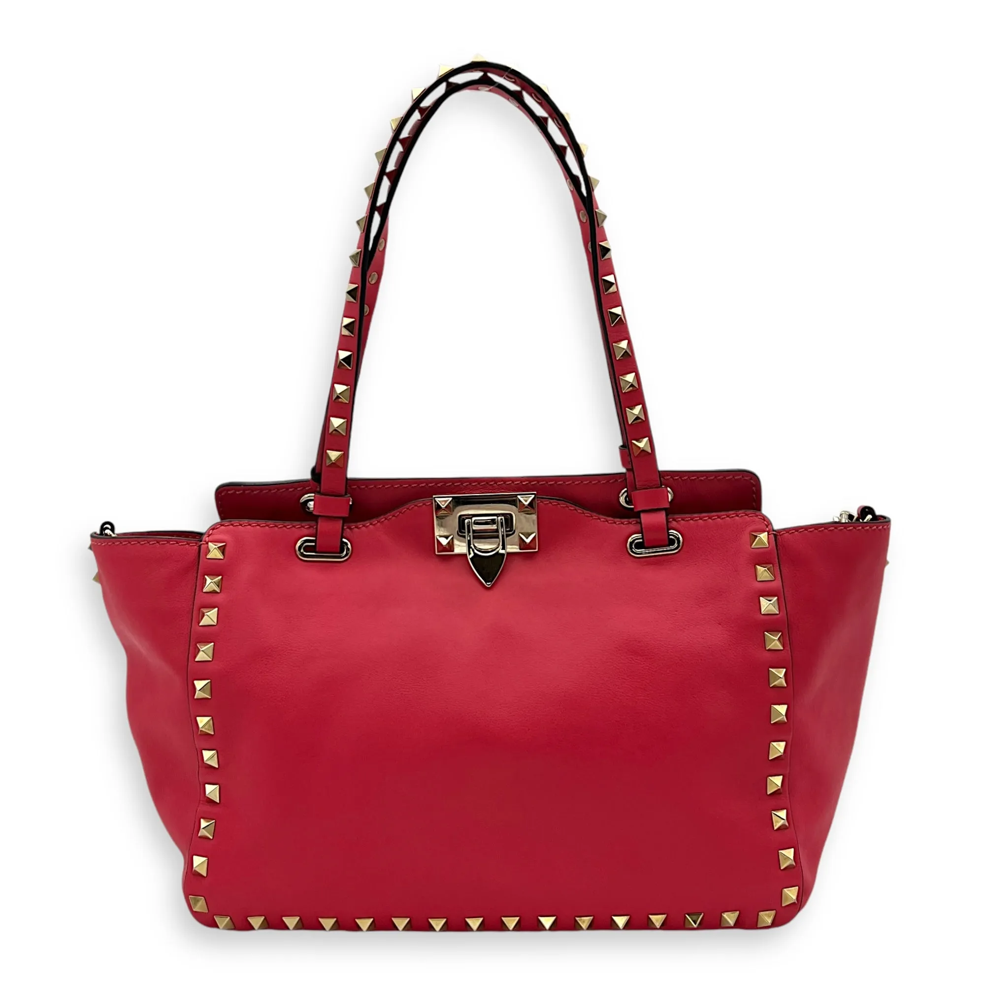 Rockstud Top handle bag in Calfskin, Gold Hardware