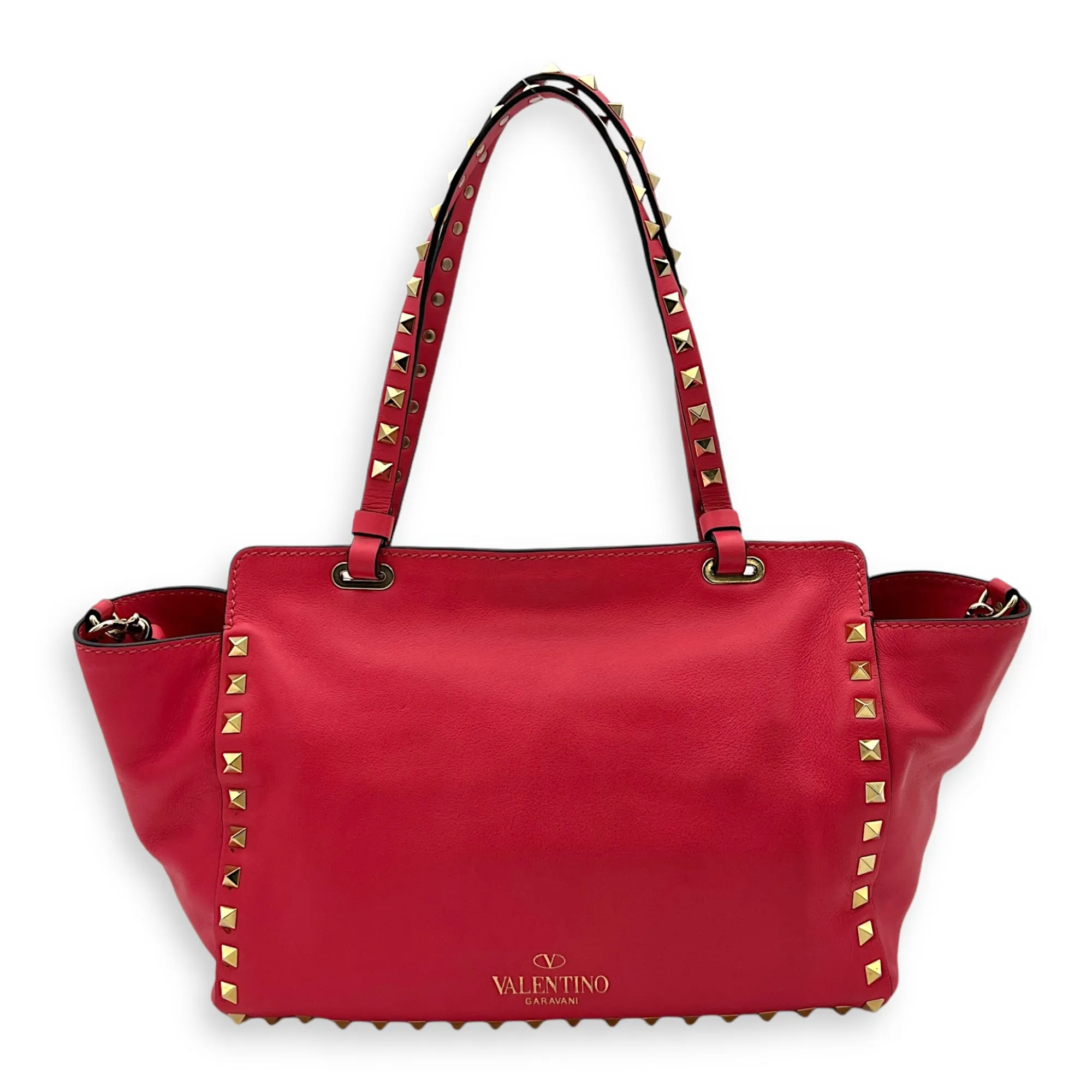 Rockstud Top handle bag in Calfskin, Gold Hardware
