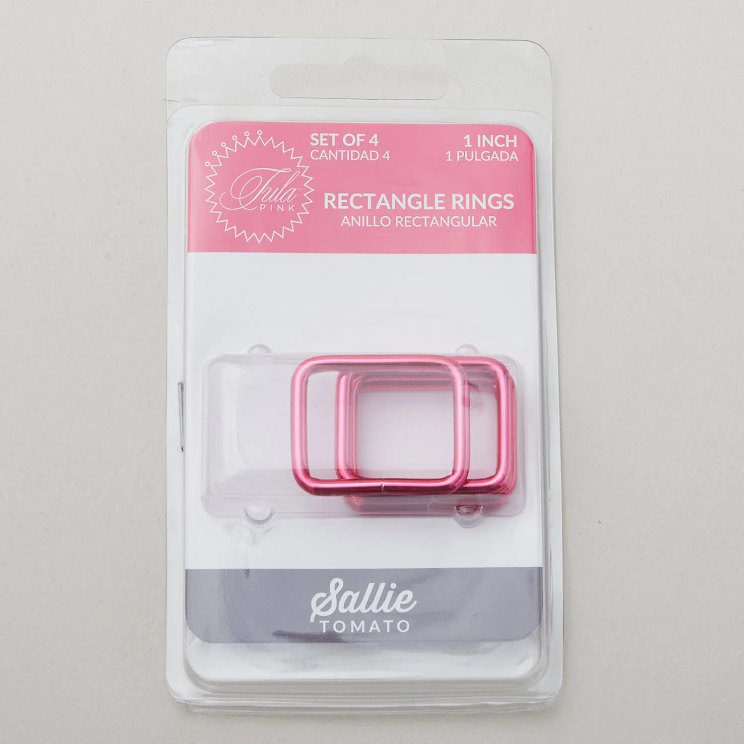 Sallie Tomato Tula Pink 1" Rectangle Rings - Set of Four Pink