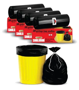 Shalimar Premium Garbage Bags (Medium) Size 48 cm x 56 cm 4 Rolls (120 Bags) (Black Color)
