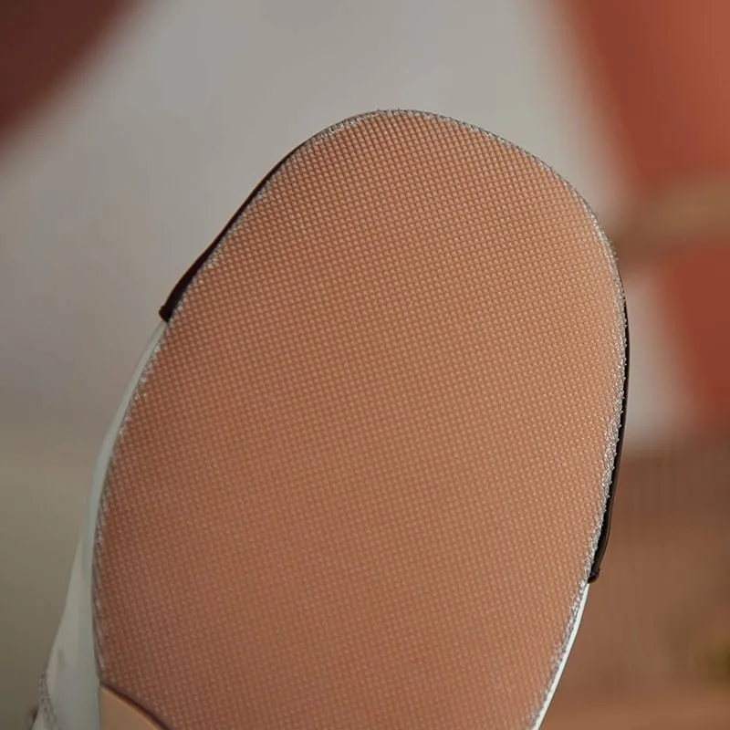 Sheepskin Lined Color Block Closed Toe Cowhide Leather Slingbacks