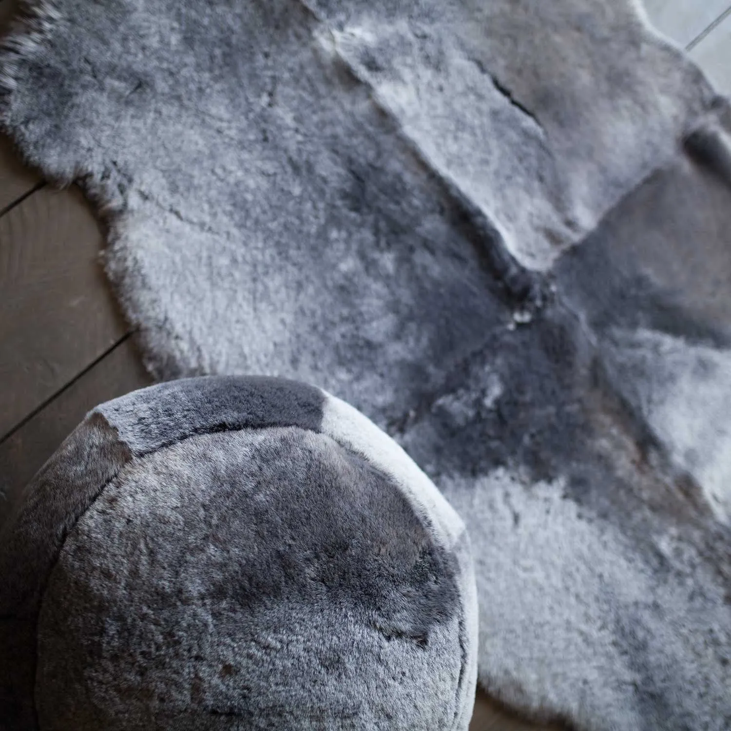 Sheepskin Pouffe in Graphite