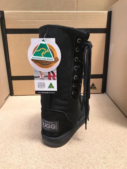 Side Lace Black Tall Boat UGG Boots