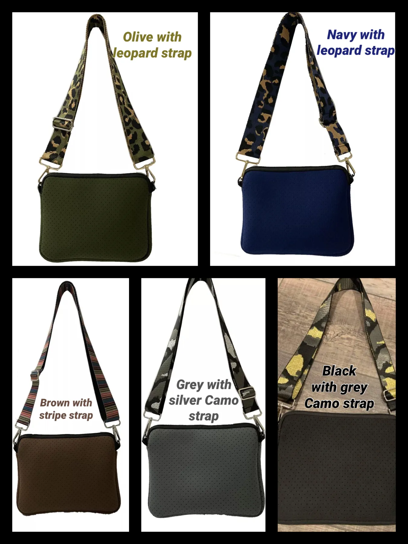 Small Neoprene Crossbody with Strap - Assorted Solid Colors