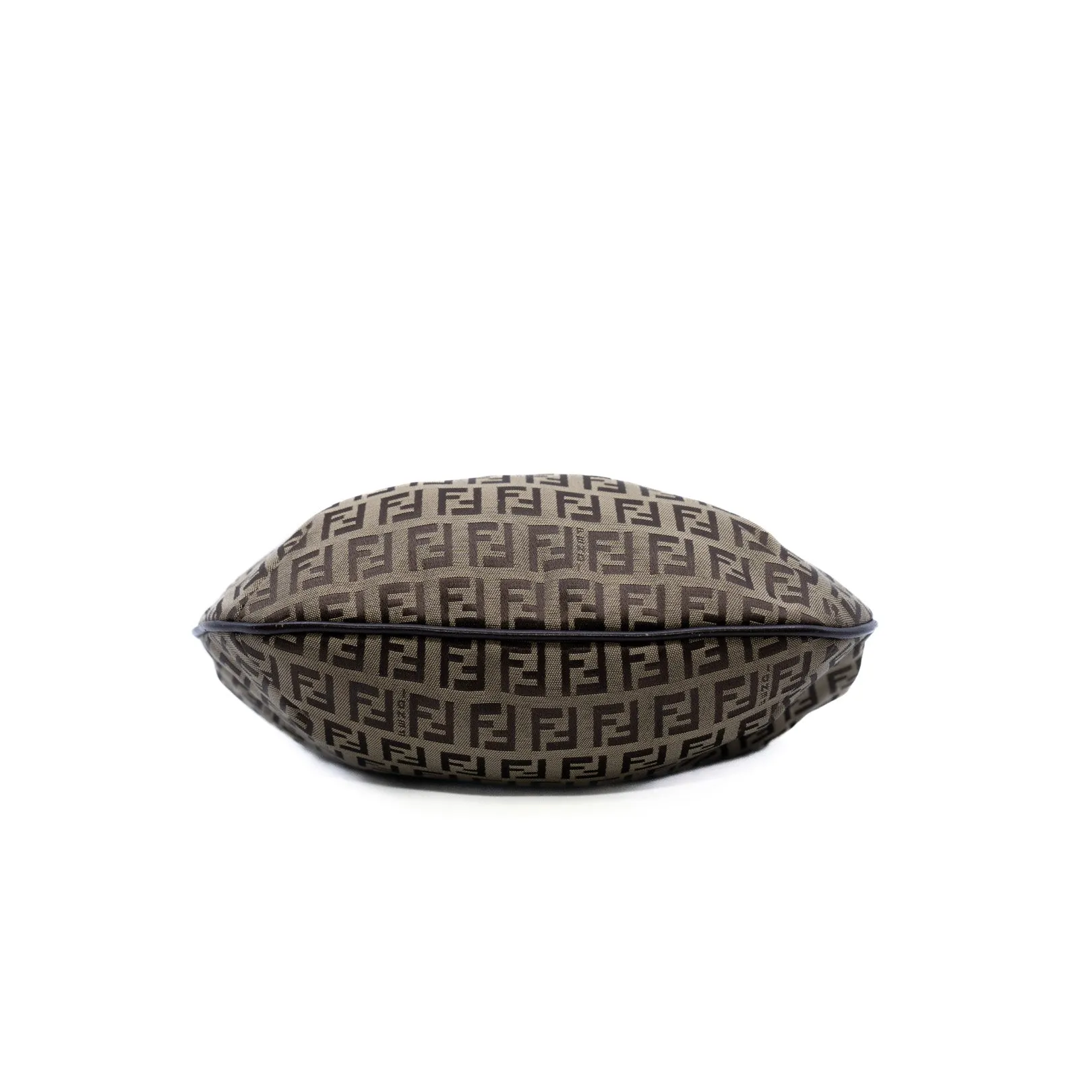 Small Zucchino Beige And Brown Canvas With Brown Leather Hobo Bag PHW