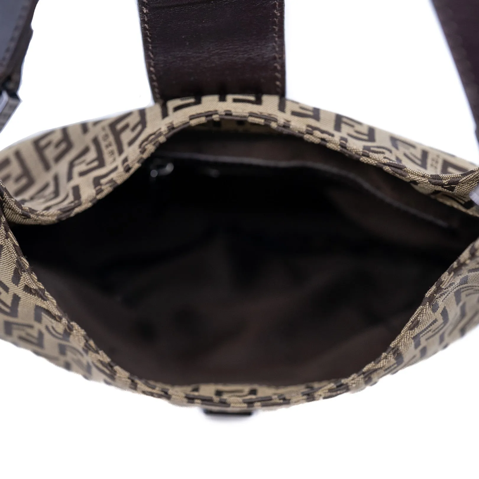 Small Zucchino Beige And Brown Canvas With Brown Leather Hobo Bag PHW