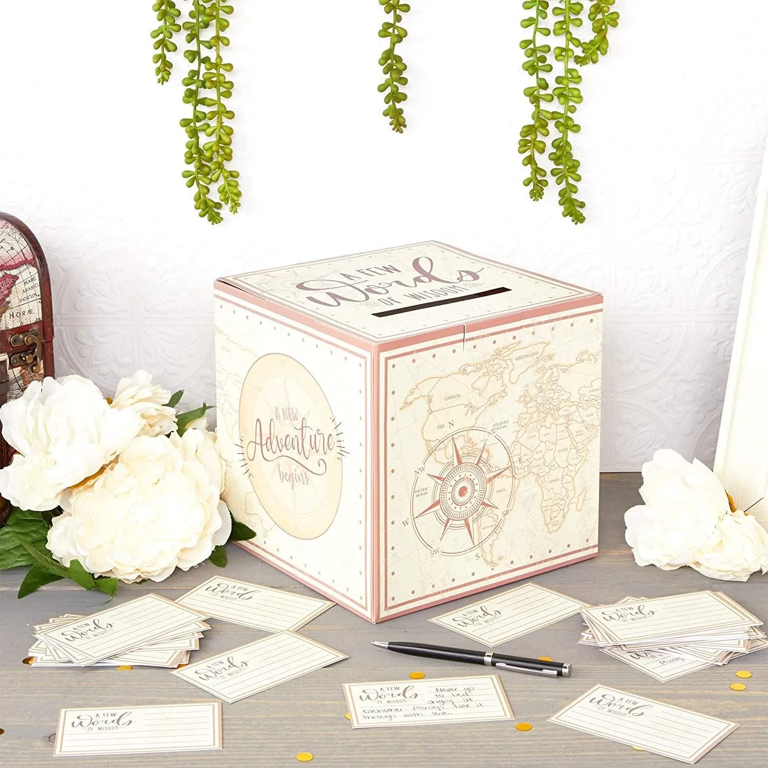 Sparkle and Bash World Map Ballot Box with 50 Advice Cards, A New Adventure Begins (8 in)