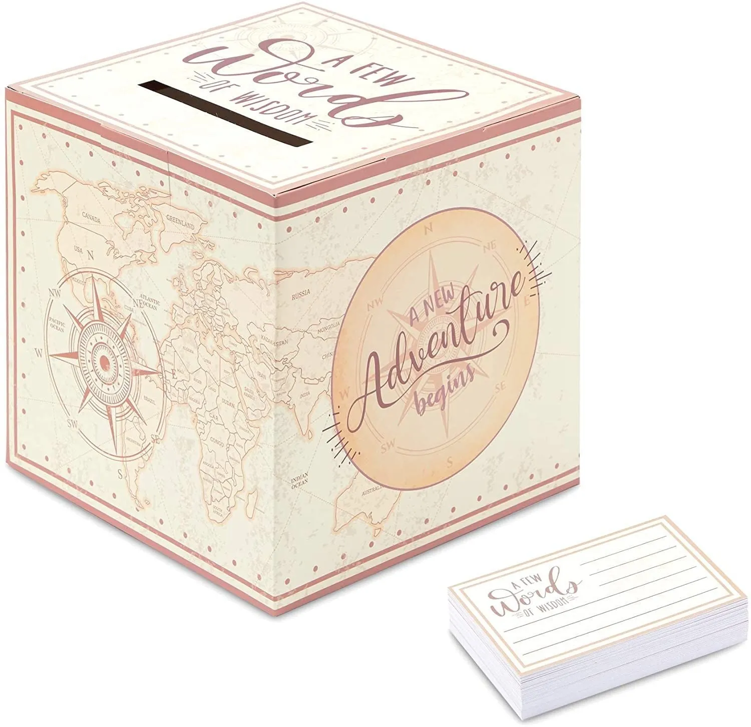 Sparkle and Bash World Map Ballot Box with 50 Advice Cards, A New Adventure Begins (8 in)