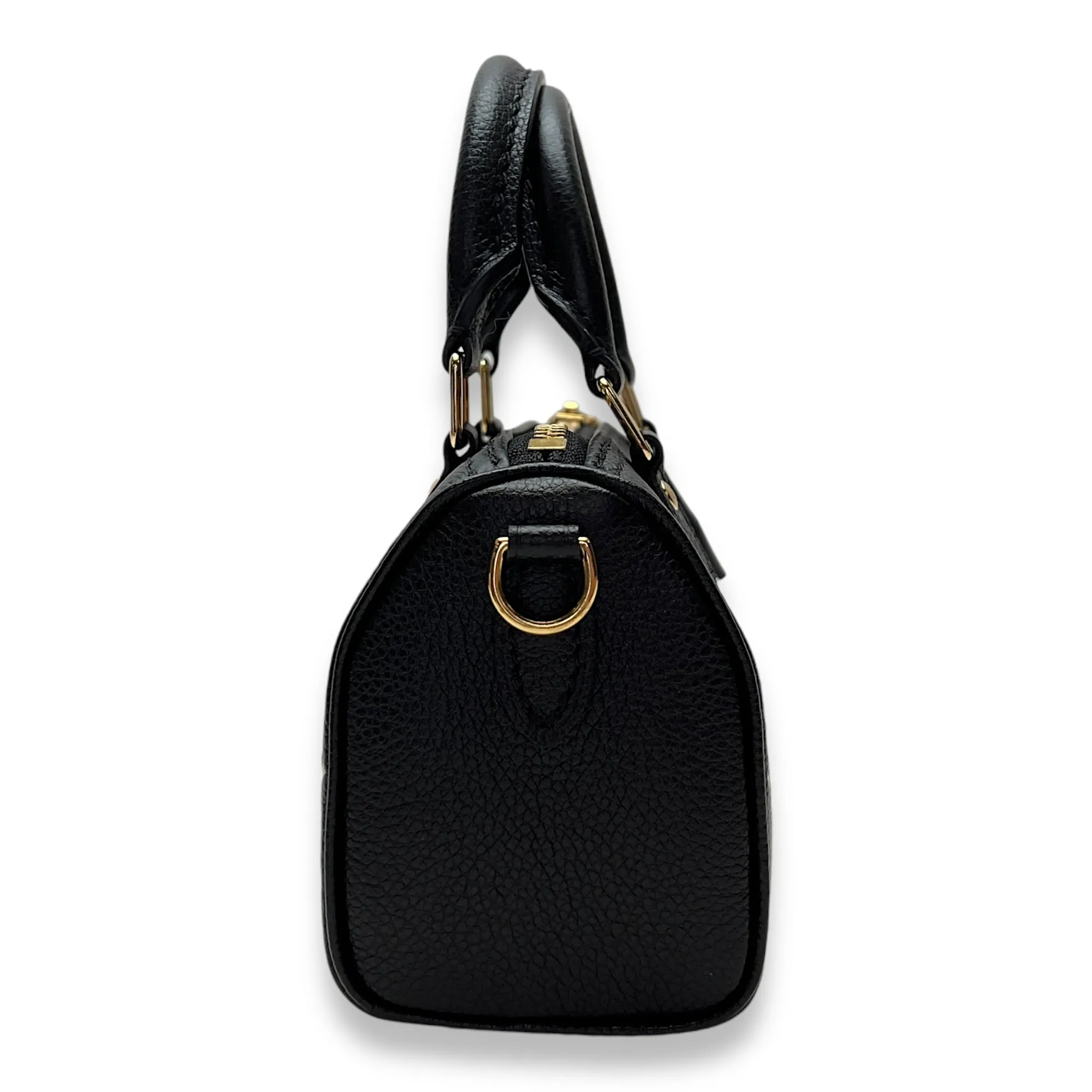 Speedy Nano Black Top Handle Bag in Empreinte Leather, Gold hardware