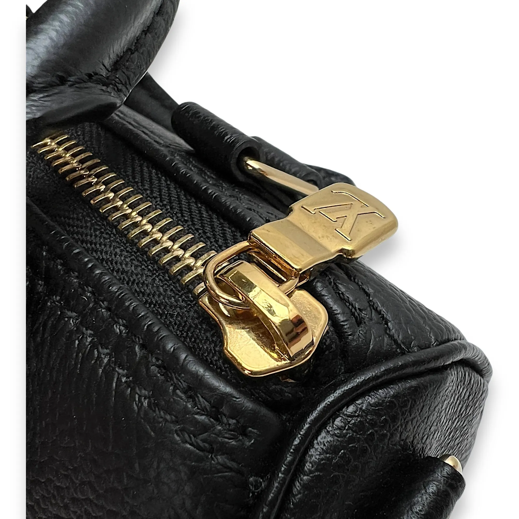 Speedy Nano Black Top Handle Bag in Empreinte Leather, Gold hardware