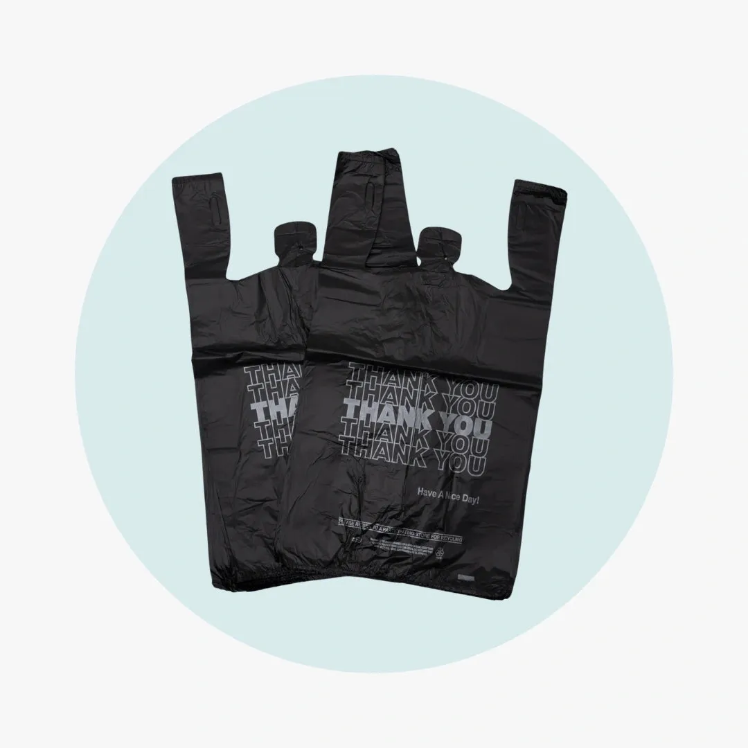 T Shirt Bags Large 13 mic - BLACK