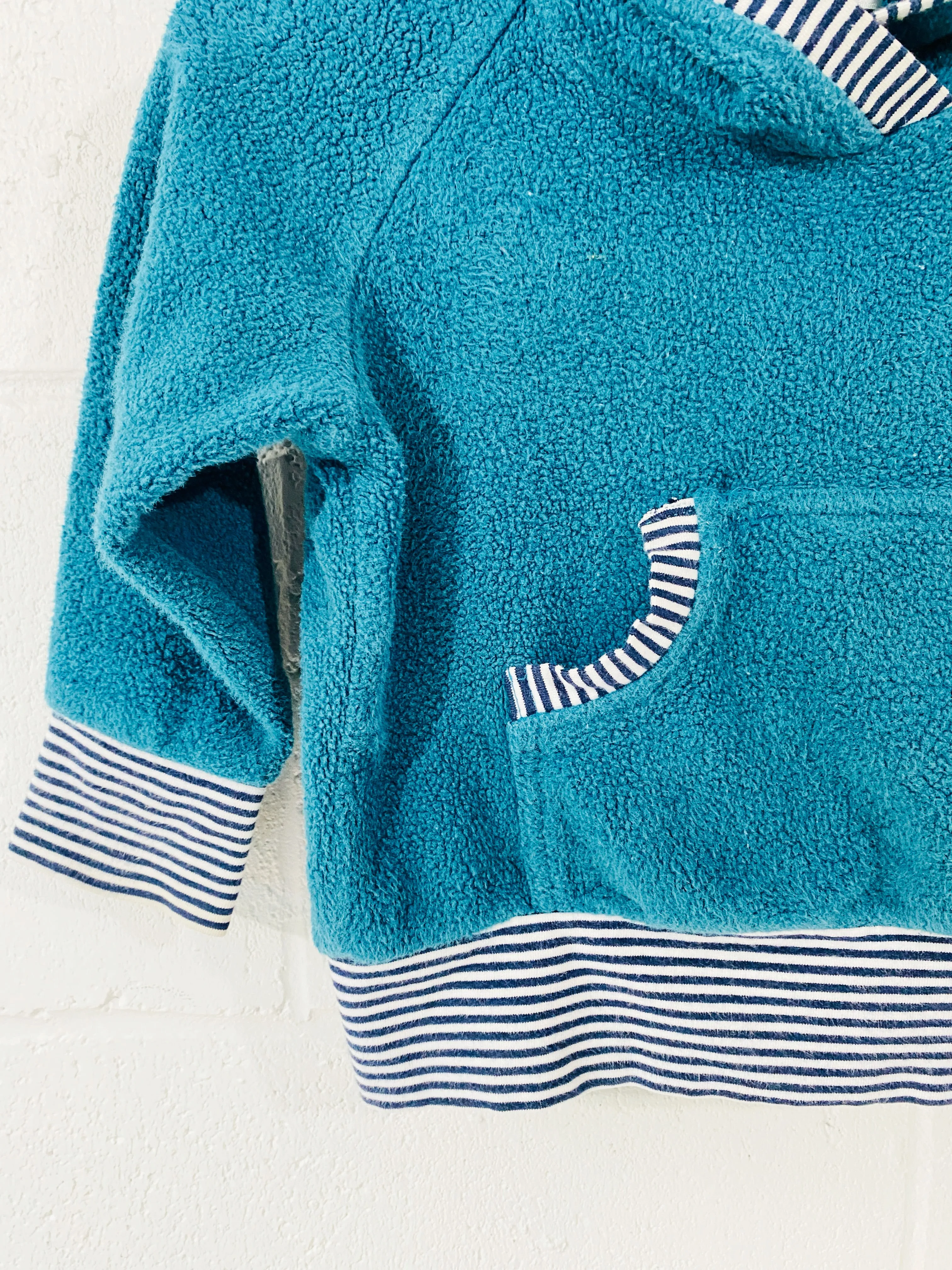 Teal Fuzzy Hoodie, 9-12 months (74-80)
