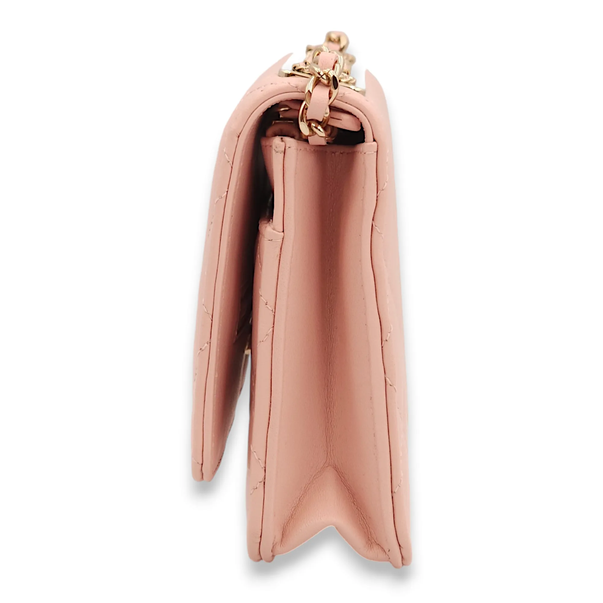Trendy CC Pink Wallet On Chain in Lambskin