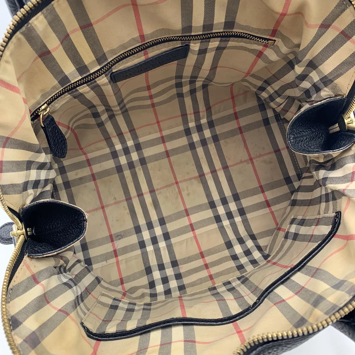 Trendy Inspired Burberry Black Leather Greenwood Dome Bag Satchel With Strap