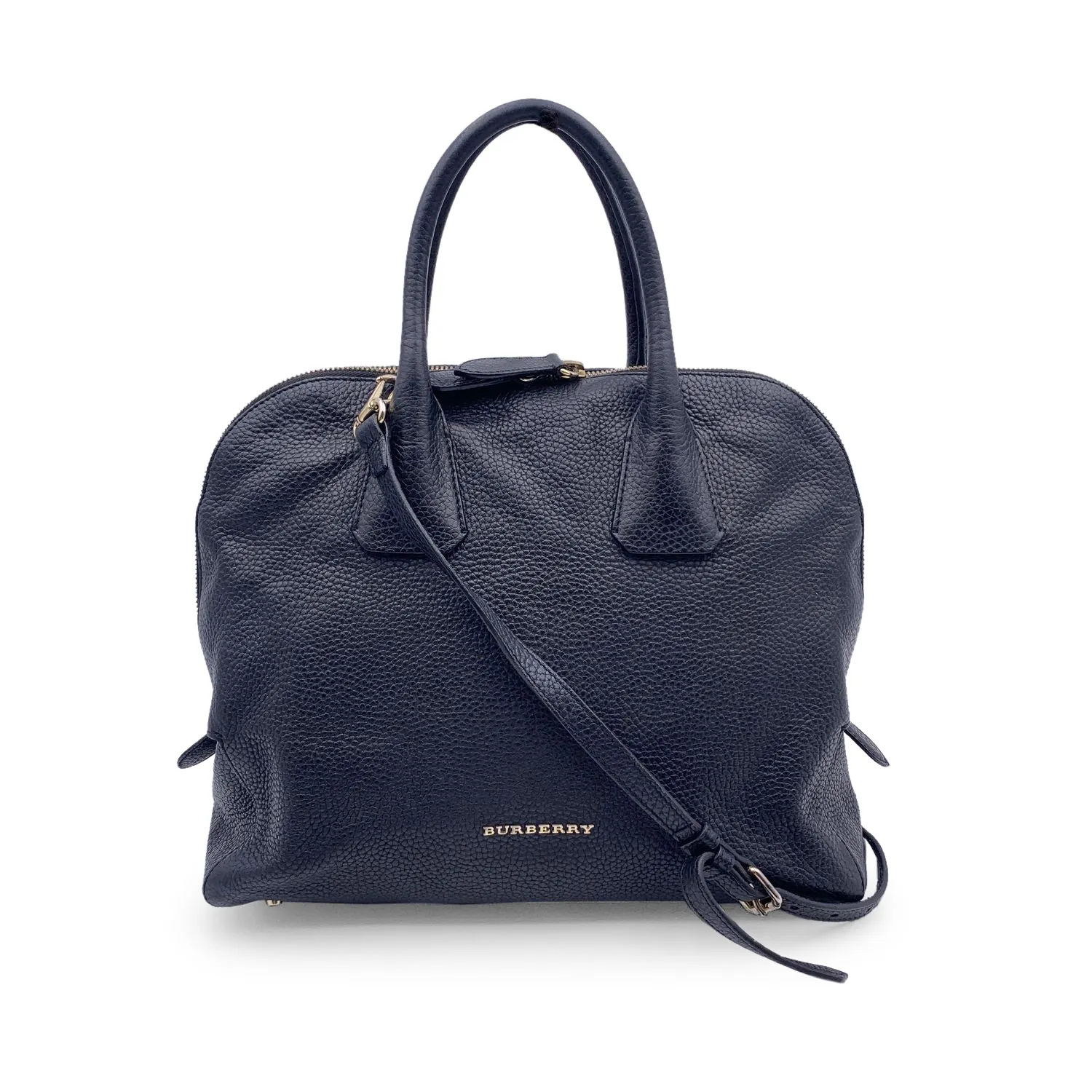 Trendy Inspired Burberry Black Leather Greenwood Dome Bag Satchel With Strap