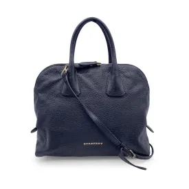 Trendy Inspired Burberry Black Leather Greenwood Dome Bag Satchel With Strap