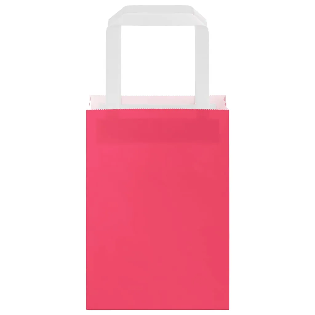 vidaXL Paper Bags 250 pcs with Handles Pink 15x8x21 cm
