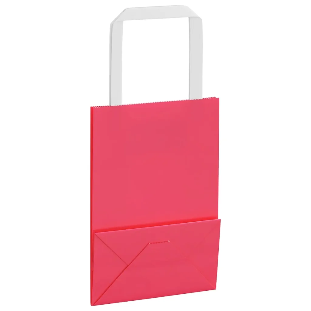vidaXL Paper Bags 250 pcs with Handles Pink 15x8x21 cm