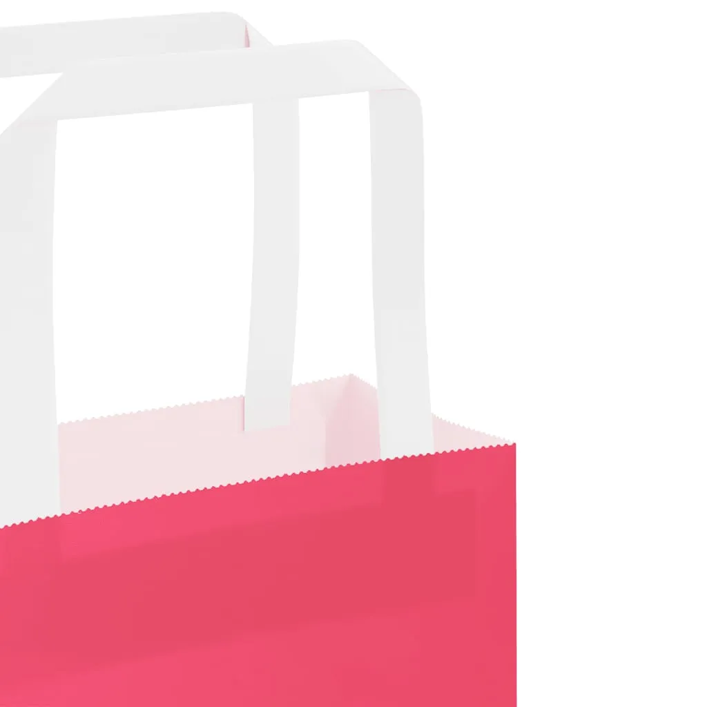 vidaXL Paper Bags 250 pcs with Handles Pink 15x8x21 cm